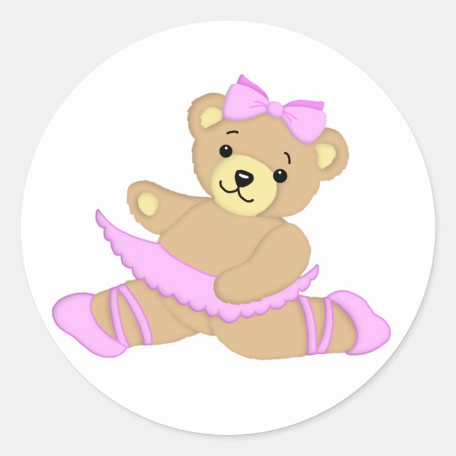 Sticker Rond Ballerina Teddy Bear (Devant)