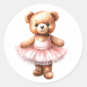 Sticker Rond Ballerine de danse de l'ours en peluche
