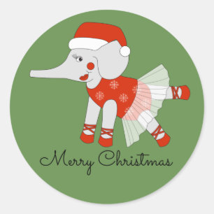 Sticker Rond Ballerine Illusima Éléphant Joyeux Noël