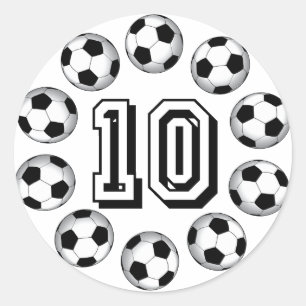STICKER ROND BALLES DE FOOTBALL ET NUMÉRO 10