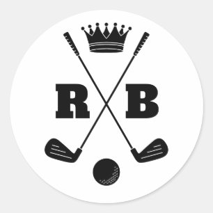 Sticker Rond Balles de Golf Personnalisées avec Votre Nom & Mar