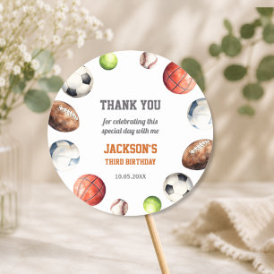 Sticker Rond Balles de Sports Tous les Sports Amusons-Nous Favo