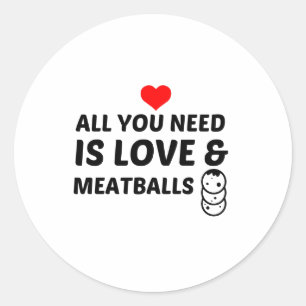 STICKER ROND BALLES DE VIANDE ET AMOUR