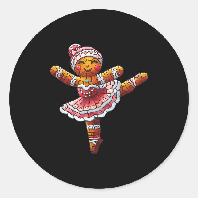 Sticker Rond Ballet Dancer Gingerbread Christmas Dance Teacher  (Devant)