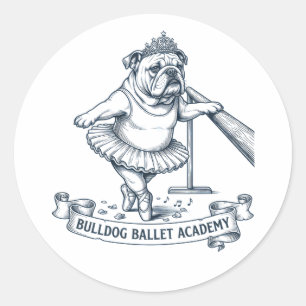 Sticker Rond Ballet de Bouledogue Anglais Chien Ballerine Drôle