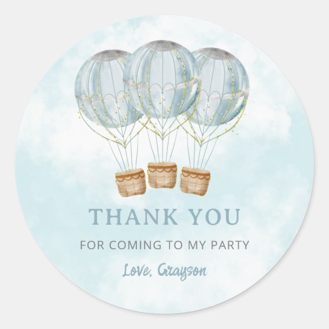 Sticker Rond Ballon à Air Chaud Merci (Devant)