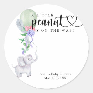 Sticker Rond Ballon d'aquarelle et éléphant - baby shower