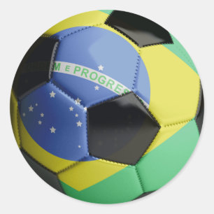Sticker Rond Ballon de football de drapeau du Brésil
