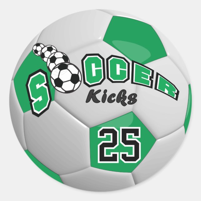 Sticker Rond Ballon de Football Kicks |  Vert (Devant)