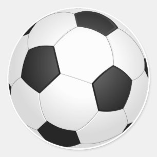 Sticker Rond Ballon de football noir et blanc