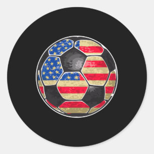 Sticker Rond Ballon de football patriotique Drapeau Usa