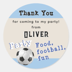 Sticker Rond Ballon de Football Sport Anniversaire Fête Bleu