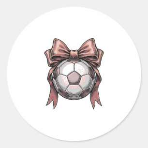 Sticker Rond Ballon de football vintage à ruban rose