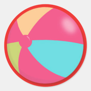 Sticker Rond Ballon de plage en pastel coloré