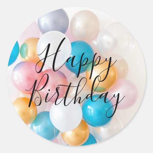 Sticker Rond Ballon Joyeux Anniversaire  (Devant)