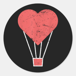 Sticker Rond Ballons à air chaud de coeur mignon