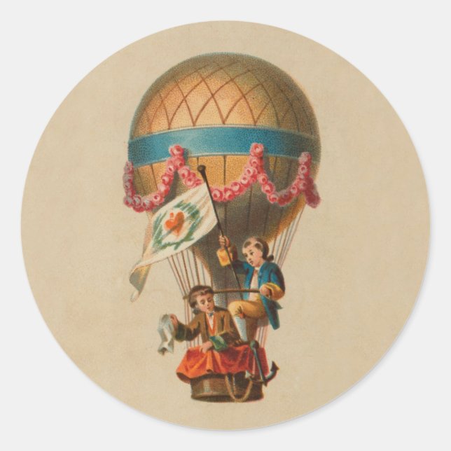 Sticker Rond Ballons à air chaud du pavillon du coeur (Devant)