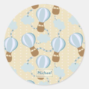 Sticker Rond Ballons à air chaud et nuages pour enfants Motif