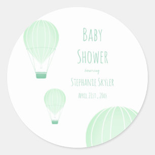 Sticker Rond Ballons à air chaud vert   BABY SHOWER