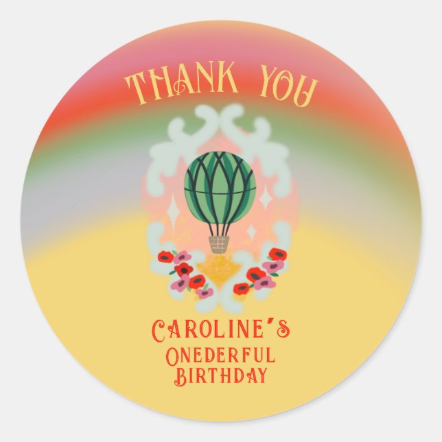 Sticker Rond Ballons à air impur premier anniversaire (Devant)