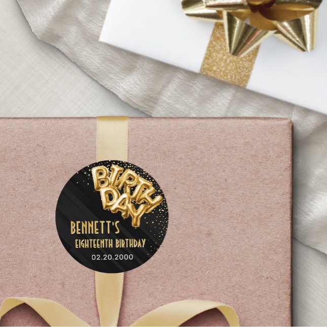 Sticker Rond Ballons à huile d'or Anniversaire (Créateur téléchargé)