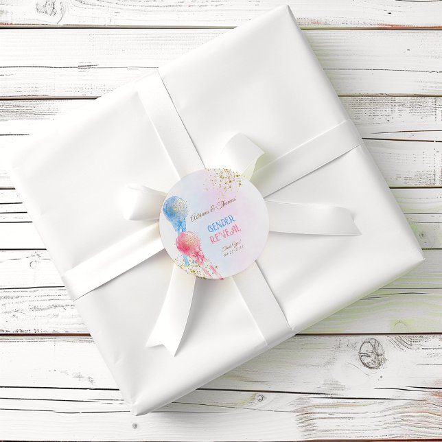 Sticker Rond Ballons bleu rose Sexe Révéler Merci douche (Créateur téléchargé)