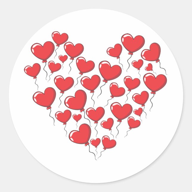Sticker Rond Ballons d'amour en forme de coeur (Devant)