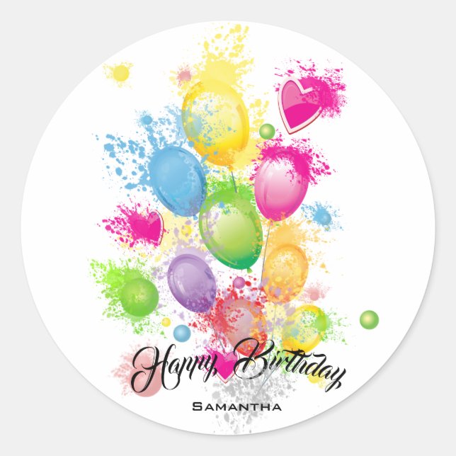 Sticker Rond Ballons d'anniversaire (Devant)