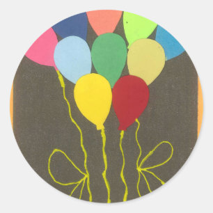 Sticker Rond Ballons d'anniversaire colorés Design graphique