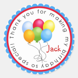 Sticker Rond Ballons d'anniversaire - Couleurs primaires