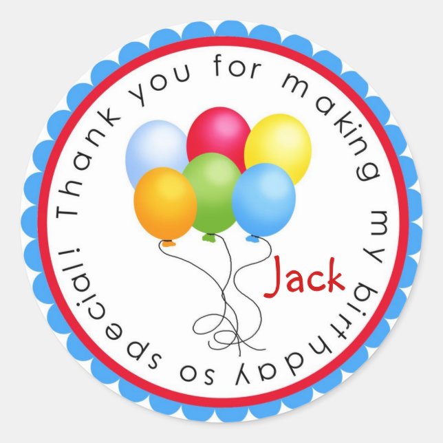 Sticker Rond Ballons d'anniversaire - Couleurs primaires (Devant)