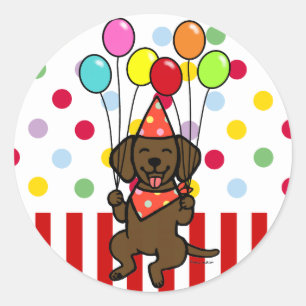 Sticker Rond Ballons d'anniversaire de chiot de laboratoire de