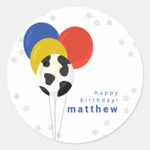 Sticker Rond Ballons d'anniversaire de ferme de vache
