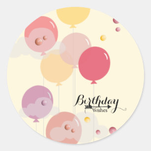 Sticker Rond Ballons d'anniversaire et gouttes de peinture