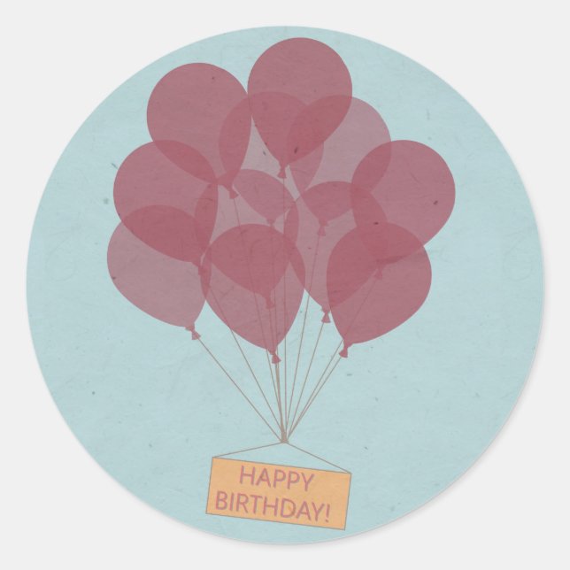 Sticker Rond Ballons d'anniversaire heureux (Devant)