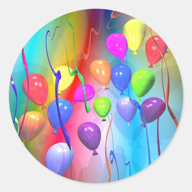 Sticker Rond Ballons d'anniversaire lumineux (Devant)