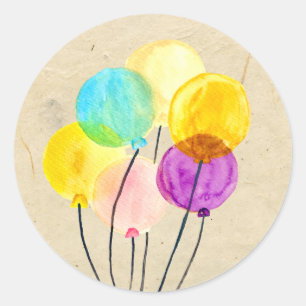 Sticker Rond Ballons d'aquarelle pastel mignons