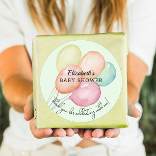 Sticker Rond Ballons d'aquarelle sur le Baby shower vert