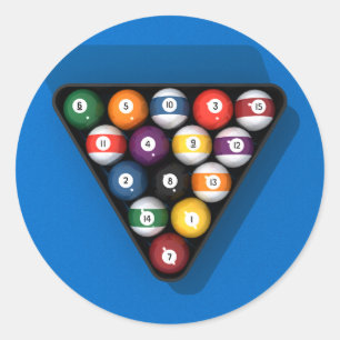 Sticker Rond Ballons de billard sur Billard à flancs bleus Tabl
