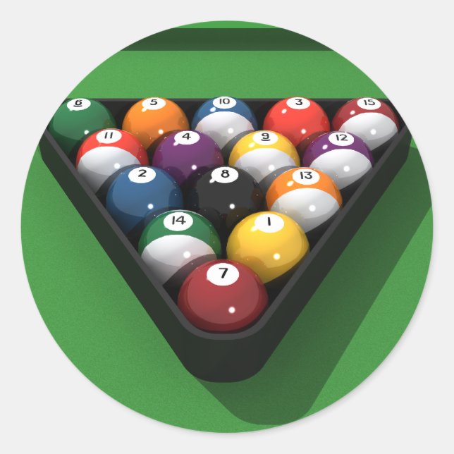 Sticker Rond Ballons de billard sur Green Fet : (Devant)