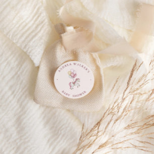 Sticker Rond Ballons de cheval rose pastel pour Baby Shower fil