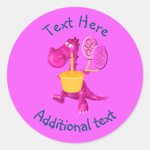 Sticker Rond Ballons de cupcake de dragon violet Personnalisé