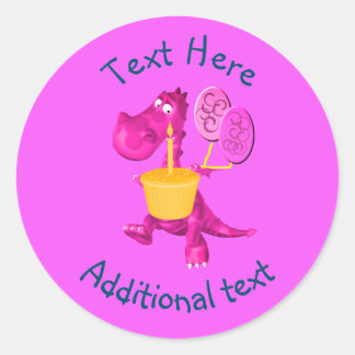 Sticker Rond Ballons de cupcake de dragon violet Personnalisé