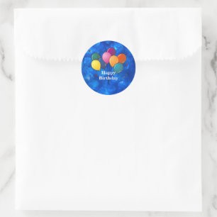 Sticker Rond Ballons de fête, "Joyeux Anniversaire,"
