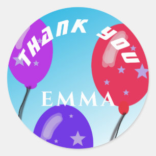 Sticker Rond Ballons de fête mignons Merci Anniversaire de enfa