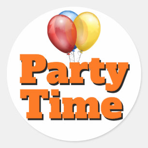 Sticker Rond Ballons de l'heure de la fête orange
