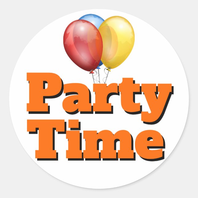 Sticker Rond Ballons de l'heure de la fête orange (Devant)