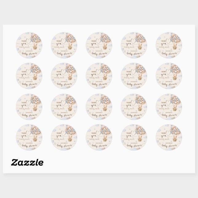 Sticker Rond Ballons d'ours attendent à peine la douche de bébé (Feuille)