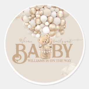 Sticker Rond Ballons d'ours Baby shower d'attente précoce