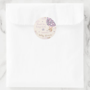 Sticker Rond Ballons d'ours Baby shower rose doux Classique